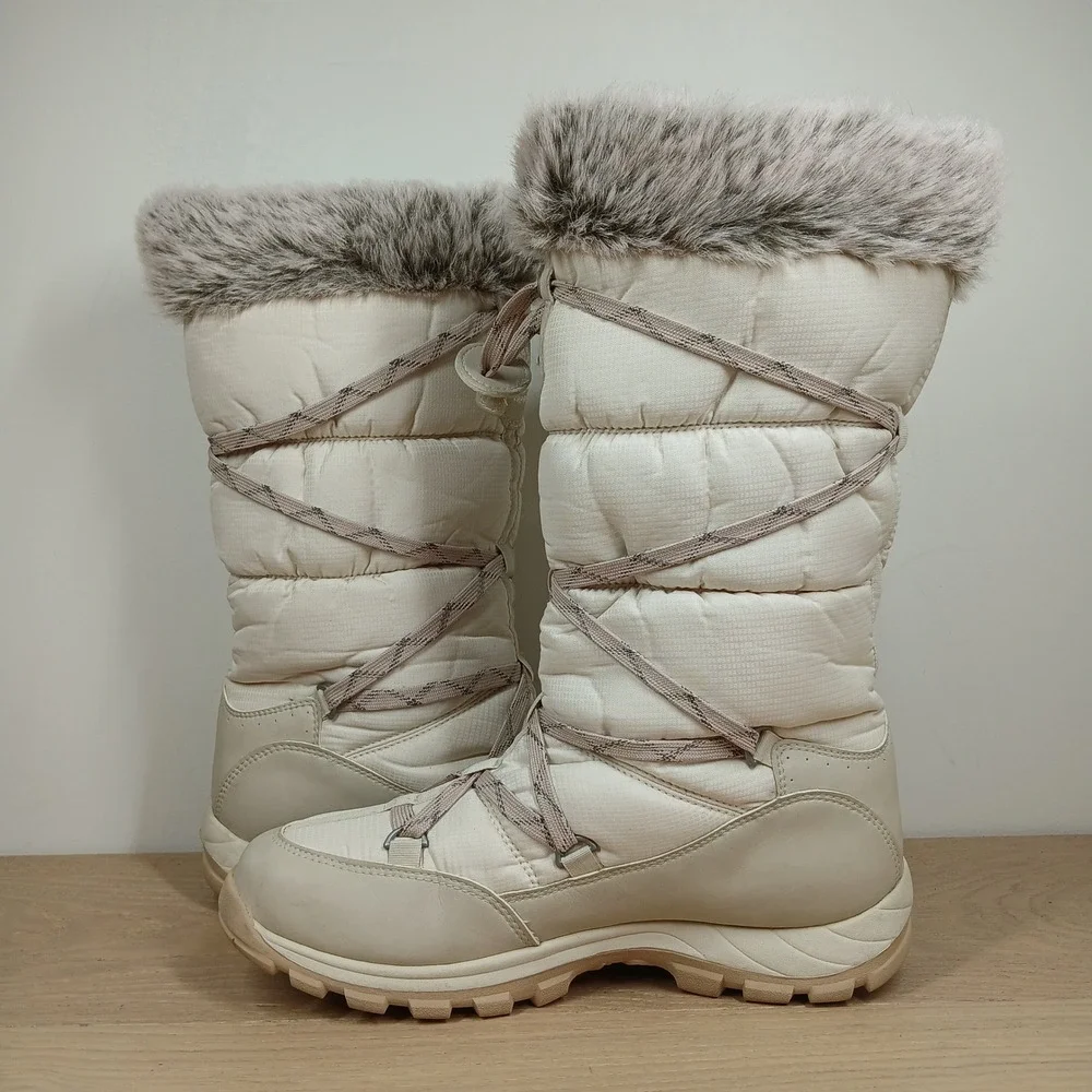 Timberland Boots Women 9 White Faux Fur Insulated Waterproof Winter Snow